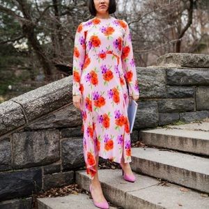 MSGM violet silk floral dress